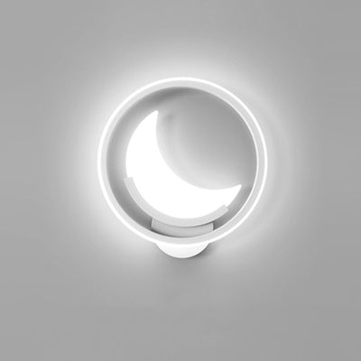 Modern Minimalist Kids Cloud Moon Round Iron Acrylic LED Wall Sconce Lamp For Bedroom