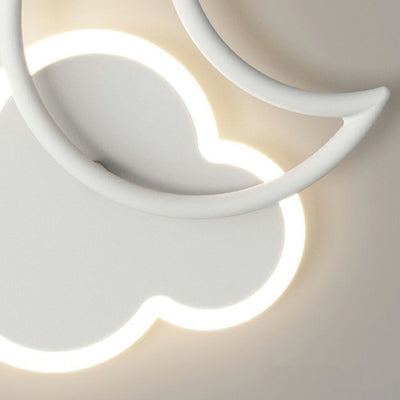 Modern Minimalist Kids Cloud Moon Round Iron Acrylic LED Wall Sconce Lamp For Bedroom