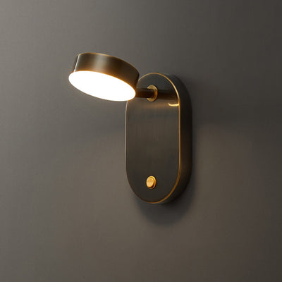 Contemporary Nordic Rotatable Oval Cylinder Full Copper LED Wall Sconce Lamp For Bedroom