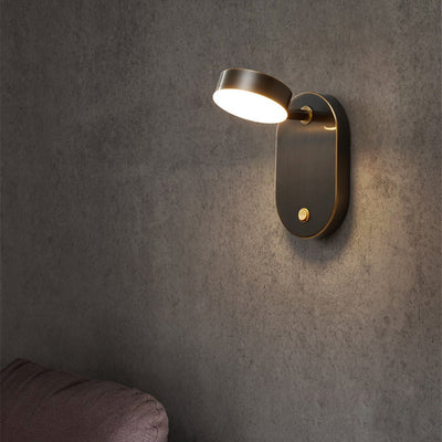 Contemporary Nordic Rotatable Oval Cylinder Full Copper LED Wall Sconce Lamp For Bedroom