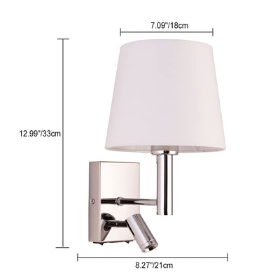 Moderne minimalistische runde trapezförmige Eisen Stoff 1-Licht Wandleuchte Lampe für Wohnzimmer 