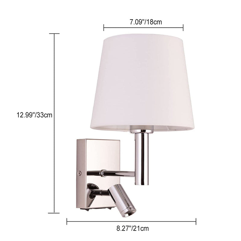 Moderne minimalistische runde trapezförmige Eisen Stoff 1-Licht Wandleuchte Lampe für Wohnzimmer 