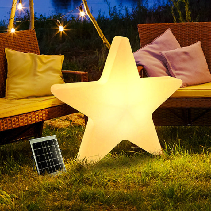 Modern Art Deco Solar Rechargeable Star PE LED Outdoor Light for Garden