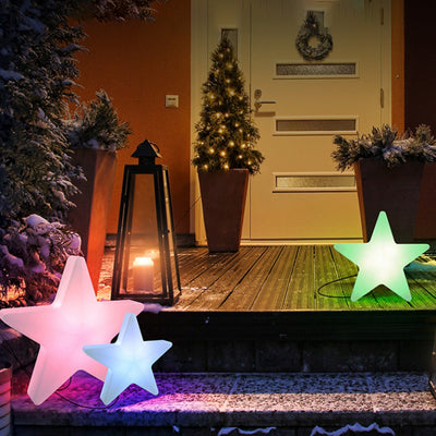 Modern Art Deco Solar Rechargeable Star PE LED Outdoor Light for Garden