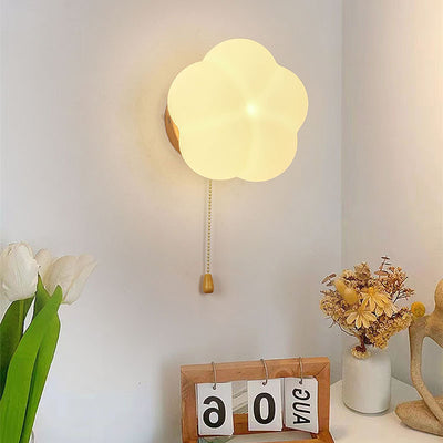 Modern Minimalist Flower Wood Acrylic 1-Light Wall Sconce Lamp For Living Room