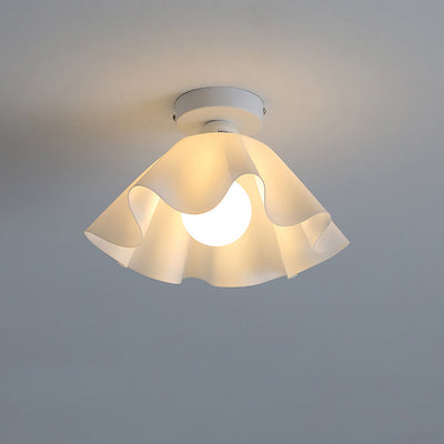 Modern Minimalist Flower Pod Iron Acrylic 1-Light Semi-Flush Mount Ceiling Light For Hallway