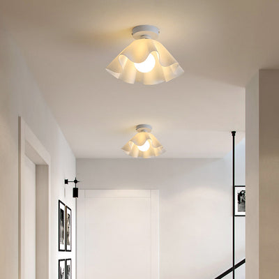 Modern Minimalist Flower Pod Iron Acrylic 1-Light Semi-Flush Mount Ceiling Light For Hallway