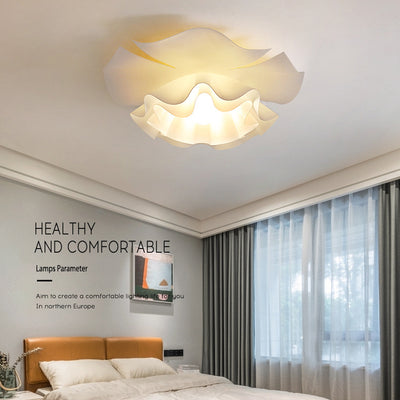 Modern Minimalist Flower Pod Iron Acrylic 1-Light Semi-Flush Mount Ceiling Light For Hallway