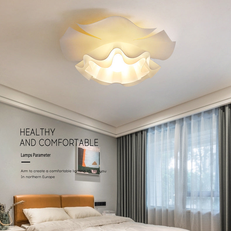 Modern Minimalist Flower Pod Iron Acrylic 1-Light Semi-Flush Mount Ceiling Light For Hallway