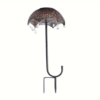 Modern Art Deco Solar Waterproof Umbrella Iron LED Ground Plug Outdoor Light For Garden