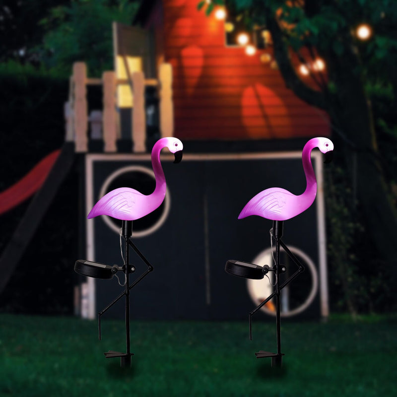 Modern Art Deco Solar Waterproof Flamingo PS PP LED Ground Plug Outdoor Light For Garden