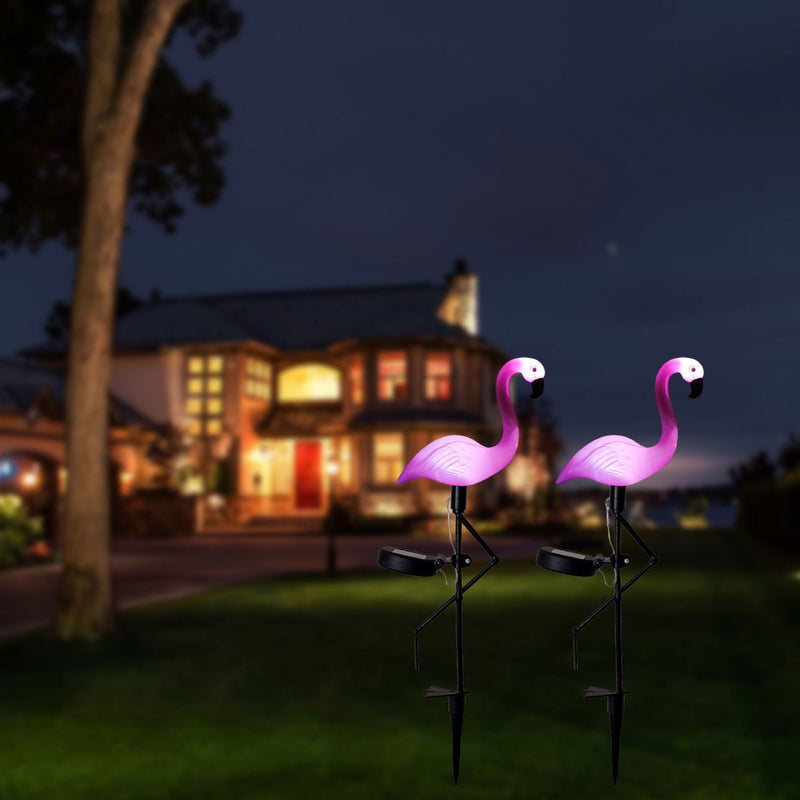 Modern Art Deco Solar Waterproof Flamingo PS PP LED Ground Plug Outdoor Light For Garden