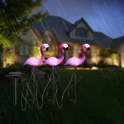 Modern Art Deco Solar Waterproof Flamingo PS PP LED Ground Plug Outdoor Light For Garden