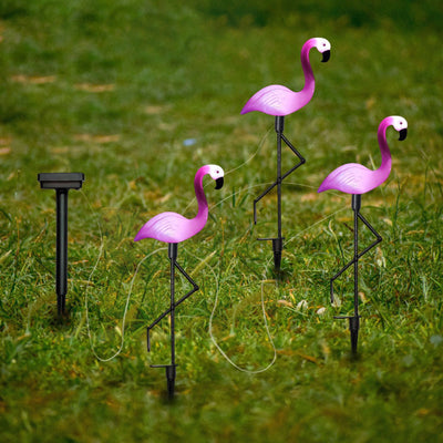 Modern Art Deco Solar Waterproof Flamingo PS PP LED Ground Plug Outdoor Light For Garden