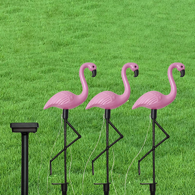 Modern Art Deco Solar Waterproof Flamingo PS PP LED Ground Plug Outdoor Light For Garden