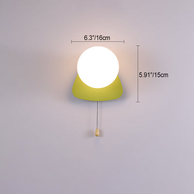 Moderne minimalistische runde quadratische Dreieckkugel Eisenglas 1-Licht Wandleuchte Lampe für Wohnzimmer 