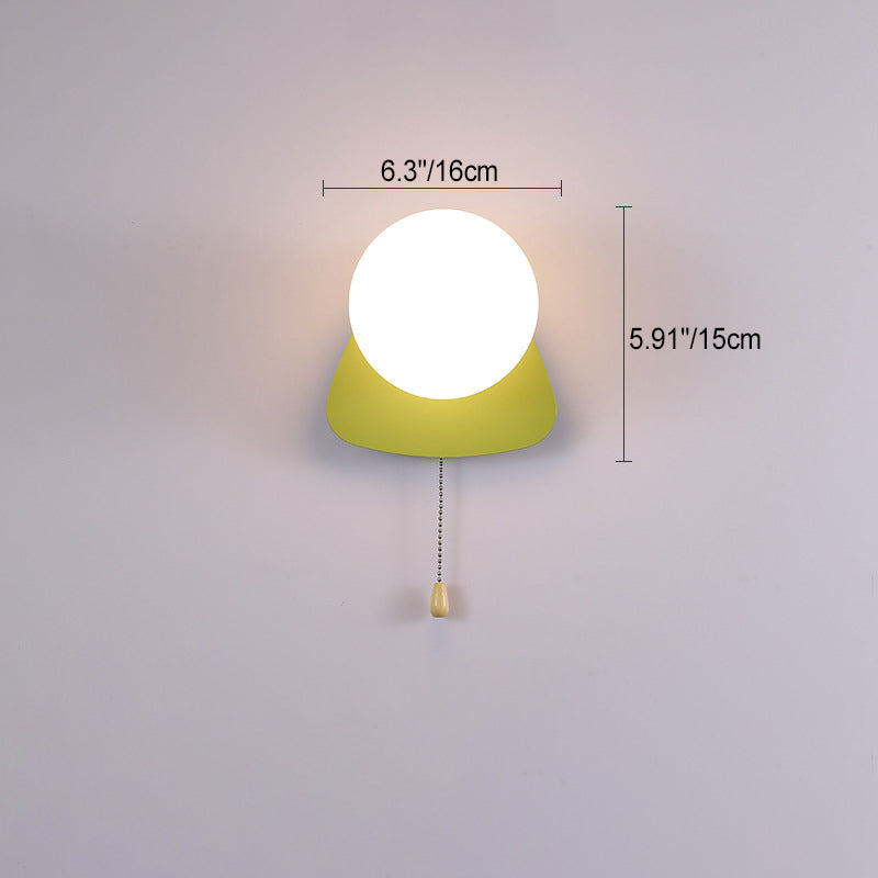 Moderne minimalistische runde quadratische Dreieckkugel Eisenglas 1-Licht Wandleuchte Lampe für Wohnzimmer 