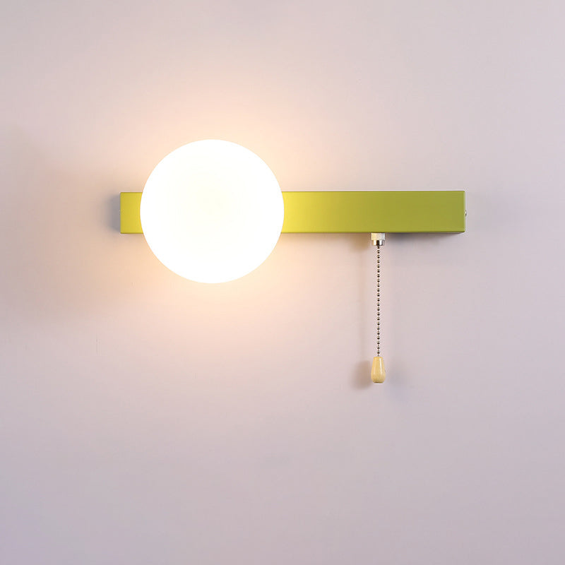 Moderne minimalistische runde quadratische Dreieckkugel Eisenglas 1-Licht Wandleuchte Lampe für Wohnzimmer 