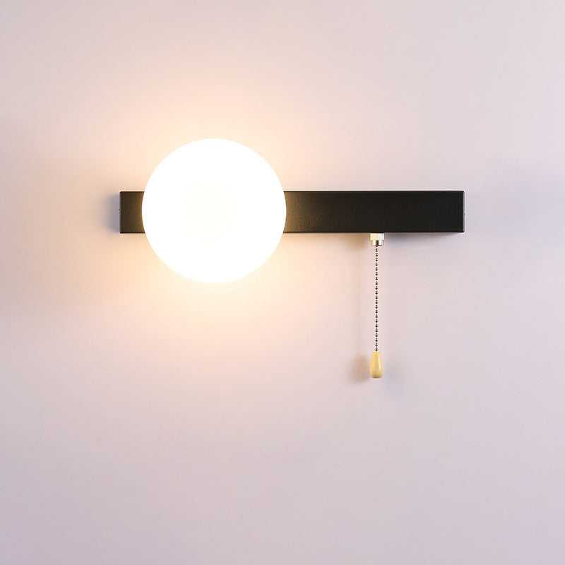 Moderne minimalistische runde quadratische Dreieckkugel Eisenglas 1-Licht Wandleuchte Lampe für Wohnzimmer 