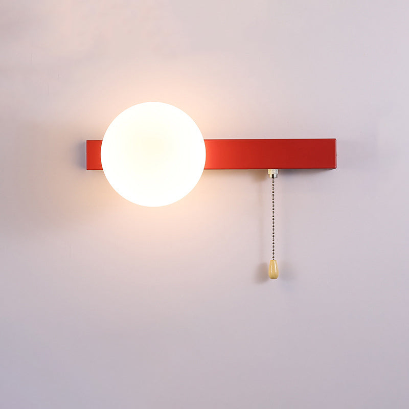 Moderne minimalistische runde quadratische Dreieckkugel Eisenglas 1-Licht Wandleuchte Lampe für Wohnzimmer 