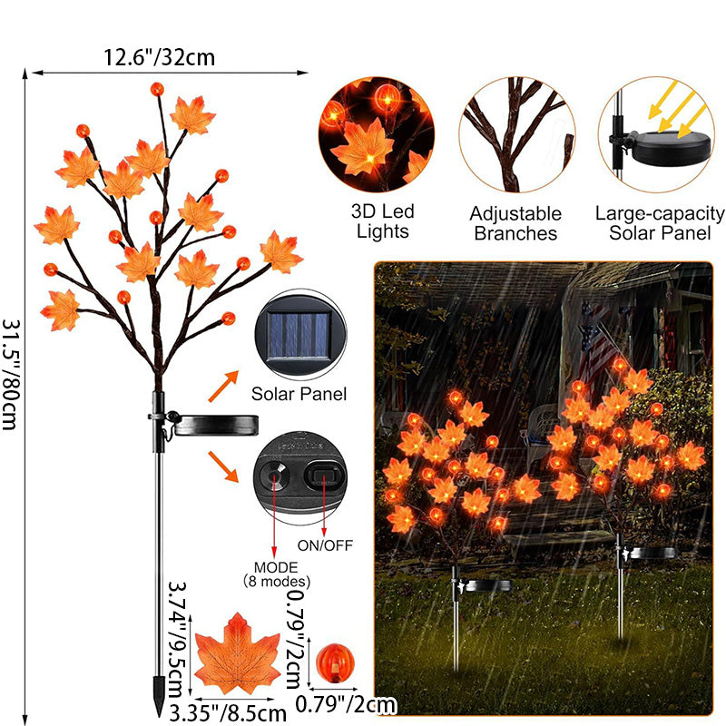 Modern Art Deco Solar Pumpkin Maple Leaf Stainless Steel Acrylic LED Ground Plug Landscape Outdoor Light For Garden