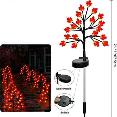 Modern Art Deco Solar Pumpkin Maple Leaf Stainless Steel Acrylic LED Ground Plug Landscape Outdoor Light For Garden