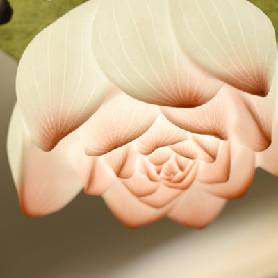 Traditional Chinese Lotus Iron Resin 1-Light Semi-Flush Mount Ceiling Light For Living Room