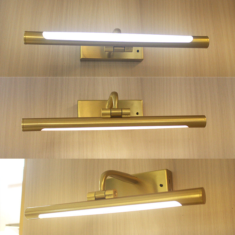 Modern Minimalist Long Cylinder Iron PC Shade LED Vanity Light Wall Sconce Lamp For Bathroom