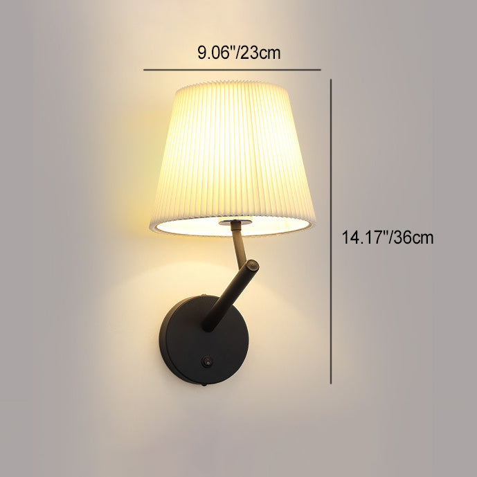 Moderne minimalistische runde Zylinderstreifen Stoffschirm Hardware 1-Licht Wandleuchte Lampe für Wohnzimmer 