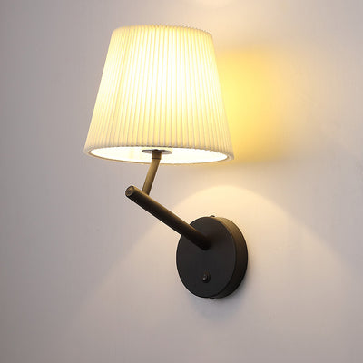 Moderne minimalistische runde Zylinderstreifen Stoffschirm Hardware 1-Licht Wandleuchte Lampe für Wohnzimmer 