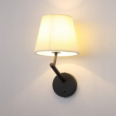 Moderne minimalistische runde Zylinderstreifen Stoffschirm Hardware 1-Licht Wandleuchte Lampe für Wohnzimmer 