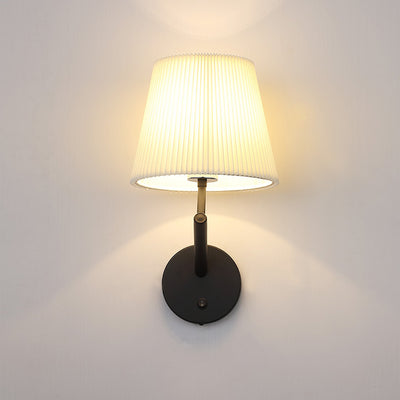 Moderne minimalistische runde Zylinderstreifen Stoffschirm Hardware 1-Licht Wandleuchte Lampe für Wohnzimmer 