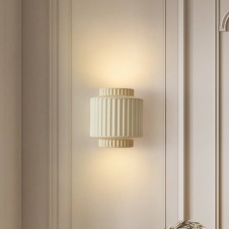 Modern Minimalist Cylinder Stripe Resin 2-Light Wall Sconce Lamp For Bedroom