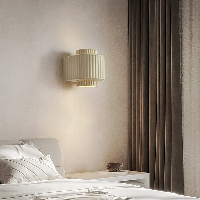 Modern Minimalist Cylinder Stripe Resin 2-Light Wall Sconce Lamp For Bedroom