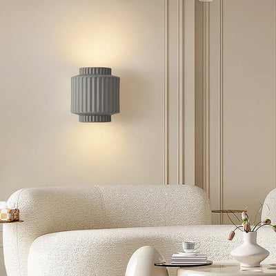 Modern Minimalist Cylinder Stripe Resin 2-Light Wall Sconce Lamp For Bedroom