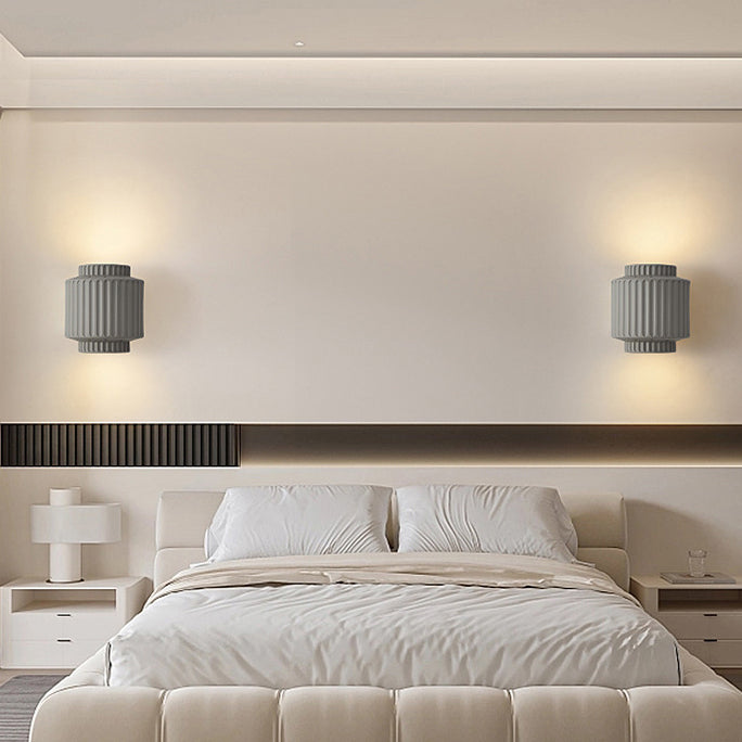 Modern Minimalist Cylinder Stripe Resin 2-Light Wall Sconce Lamp For Bedroom