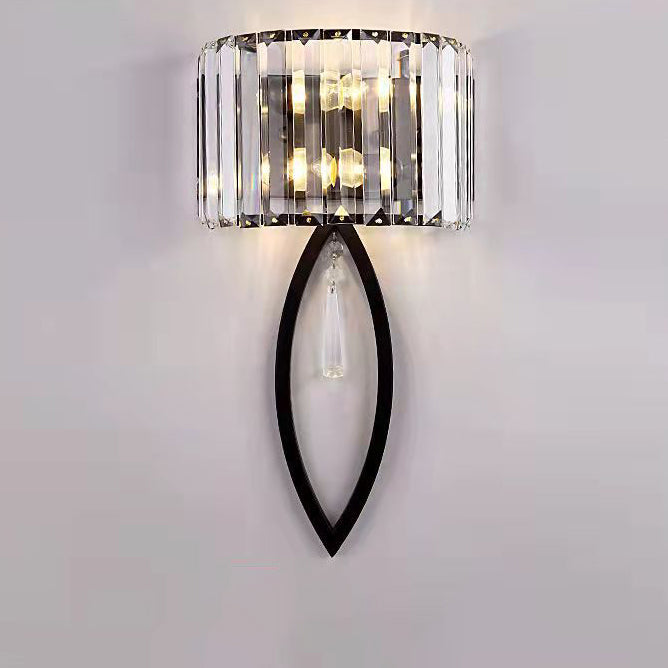 Moderne Luxus Halbkreis gestreiften Eisen Kristall 2-Licht Wandleuchte Lampe für Wohnzimmer 