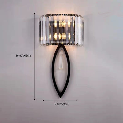 Moderne Luxus Halbkreis gestreiften Eisen Kristall 2-Licht Wandleuchte Lampe für Wohnzimmer 