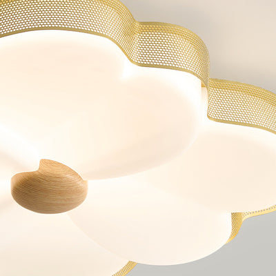 Moderne minimalistische Creme Blume Eisen Rahmen Kunststoff Schatten LED Unterputz Deckenleuchte für Schlafzimmer 