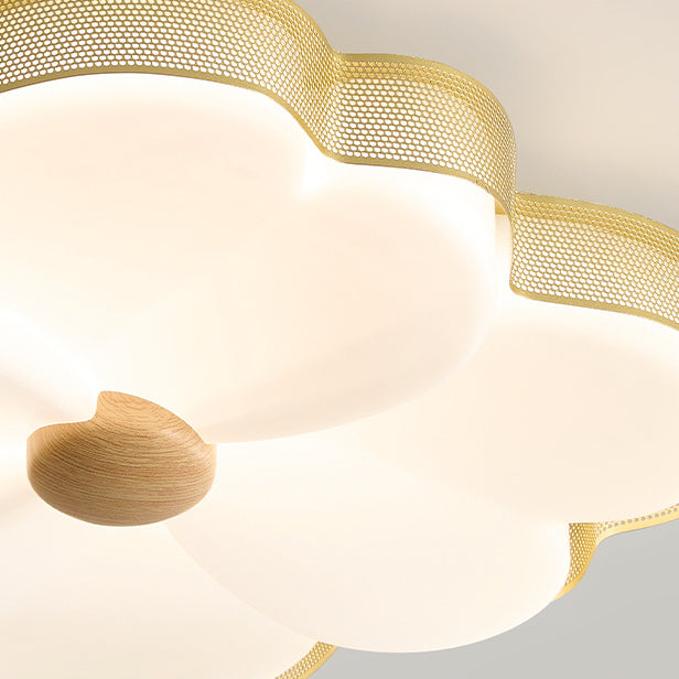 Moderne minimalistische Creme Blume Eisen Rahmen Kunststoff Schatten LED Unterputz Deckenleuchte für Schlafzimmer 