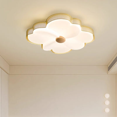 Moderne minimalistische Creme Blume Eisen Rahmen Kunststoff Schatten LED Unterputz Deckenleuchte für Schlafzimmer 