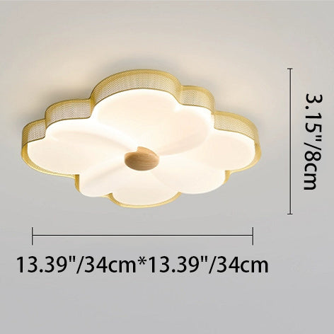 Moderne minimalistische Creme Blume Eisen Rahmen Kunststoff Schatten LED Unterputz Deckenleuchte für Schlafzimmer 