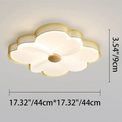 Moderne minimalistische Creme Blume Eisen Rahmen Kunststoff Schatten LED Unterputz Deckenleuchte für Schlafzimmer 