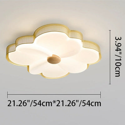 Moderne minimalistische Creme Blume Eisen Rahmen Kunststoff Schatten LED Unterputz Deckenleuchte für Schlafzimmer 