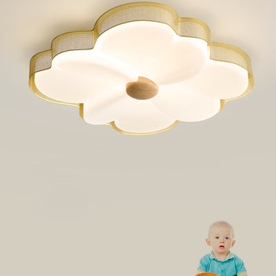 Moderne minimalistische Creme Blume Eisen Rahmen Kunststoff Schatten LED Unterputz Deckenleuchte für Schlafzimmer 