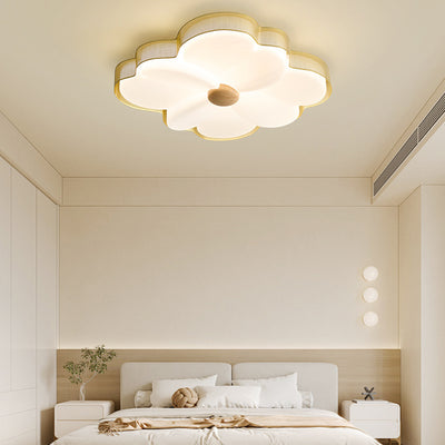 Moderne minimalistische Creme Blume Eisen Rahmen Kunststoff Schatten LED Unterputz Deckenleuchte für Schlafzimmer 