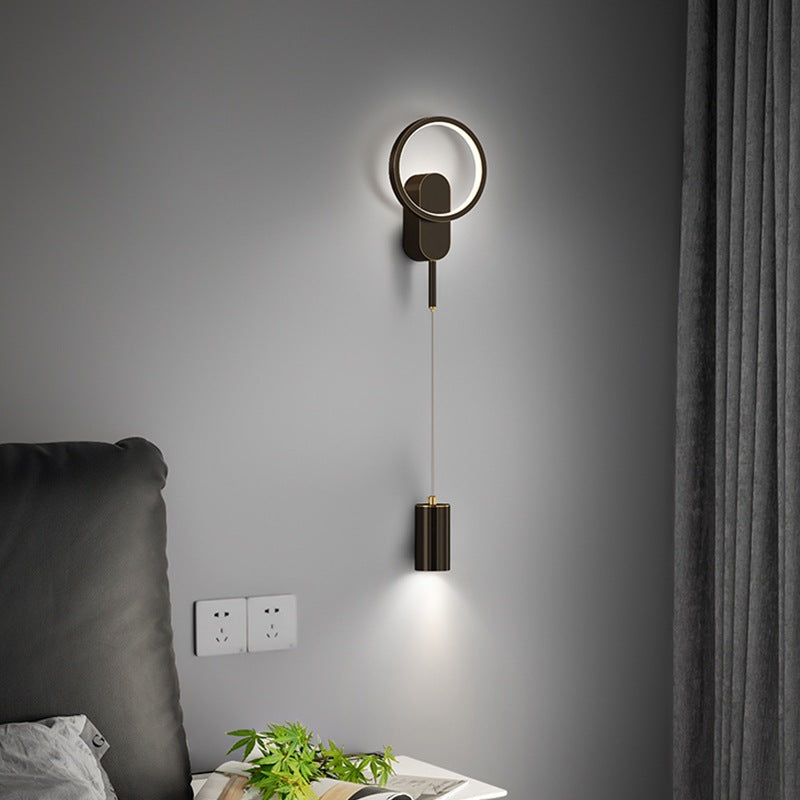 Moderne minimalistische Zylinder Kreis Eisen Schatten LED Wandleuchte Lampe für Schlafzimmer 