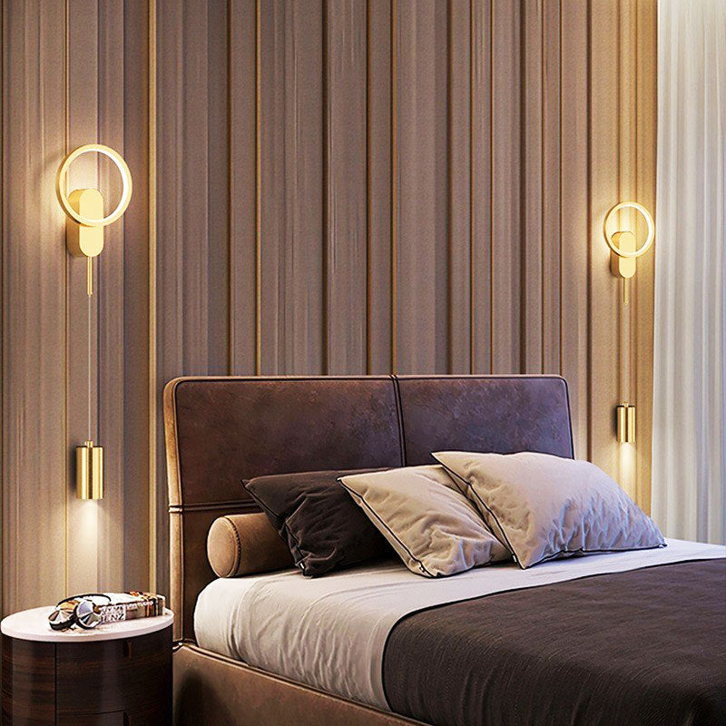 Moderne minimalistische Zylinder Kreis Eisen Schatten LED Wandleuchte Lampe für Schlafzimmer 