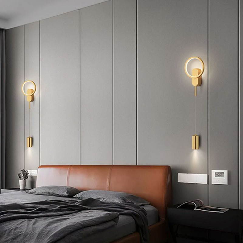 Moderne minimalistische Zylinder Kreis Eisen Schatten LED Wandleuchte Lampe für Schlafzimmer 