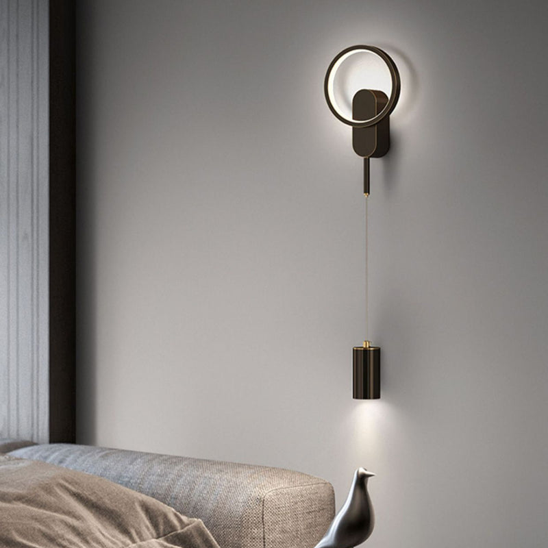 Moderne minimalistische Zylinder Kreis Eisen Schatten LED Wandleuchte Lampe für Schlafzimmer 